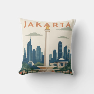 Jakarta Indonesien Resa Affisch Kudde