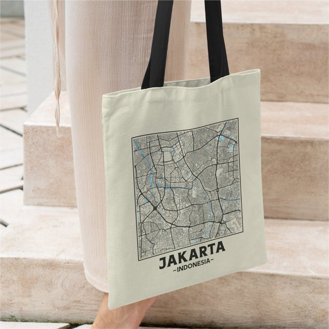 Jakarta, Indonesien, Stadskarta Totebag Tygkasse (Skapare uppladdad)