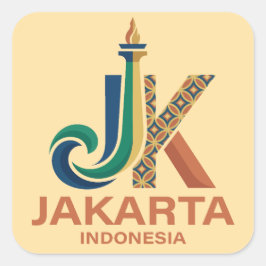 Jakarta Indonesien Sydostasien Fyrkantigt Klistermärke