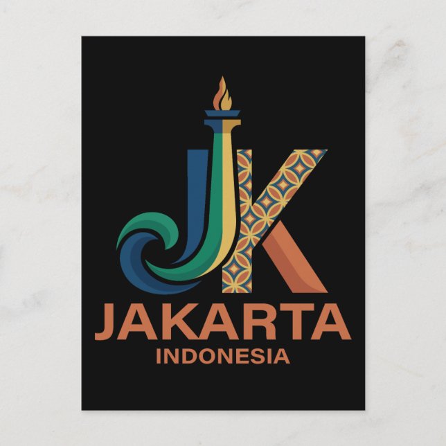 Jakarta Indonesien Sydostasien Vykort (Framsida)
