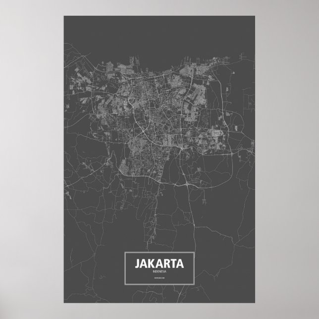 Jakarta, Indonesien (vit på svart) Poster (Framsidan)