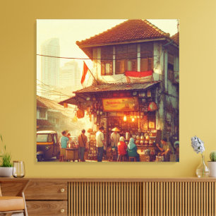 Jakarta Street Coffee Shop Canvastryck