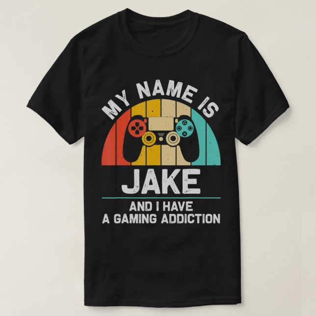 JAKE Gift Name Personalized Funny Gaming Geek Birt T Shirt (Design framsida)