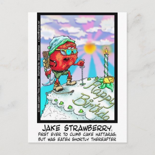 Jake Strawberry Funny Dessert Gifts & Links Vykort (Framsida)