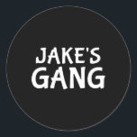 Jake's Gang First Namn Jake Bachelor Party Bröllop Runt Klistermärke<br><div class="desc">Jake's Gang First Namn Jake Bachelor Party Bröllop</div>