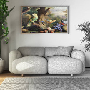 Jakob Bogdani Birds and Fruit in a Ligcape Canvastryck