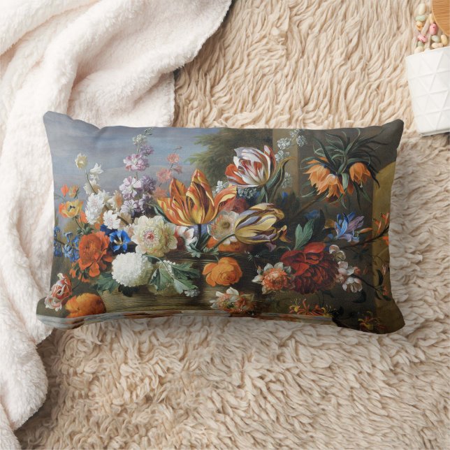 Jakob Bogdani Tulips Peonies och andra Flowers Lumbarkudde (Filt)