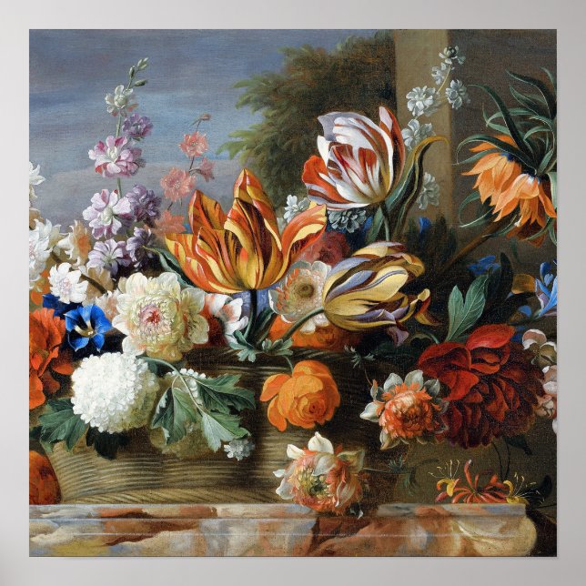 Jakob Bogdani Tulips Peonies och andra Flowers Poster (Framsidan)