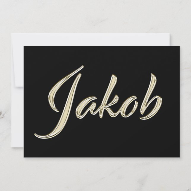 Jakob Name white gold Handwriting Karte Kort (Framsida)