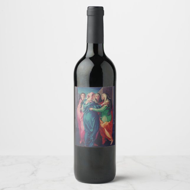 Jakobsdotter besöker Maria av Pontormo  Vinflaska Etikett (Framsida)