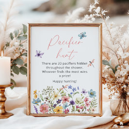 Jakt efter WildblomButterfly Baby Shower Nappar Poster
