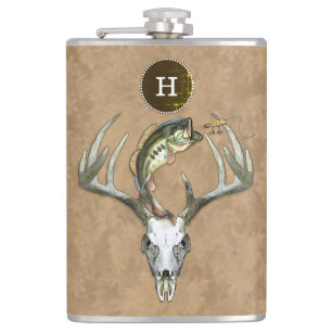 Jakt Fiske Antlers Bass Monogram Inledande Fickplunta