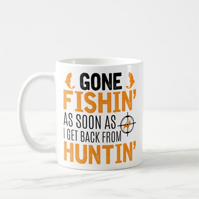 Jakt Fiske För Jägare Som Jagar Fisk Kaffemugg (Vänster)