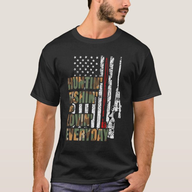 Jakt Fiske Kärlek Varje Dag T Shirt (Framsida)