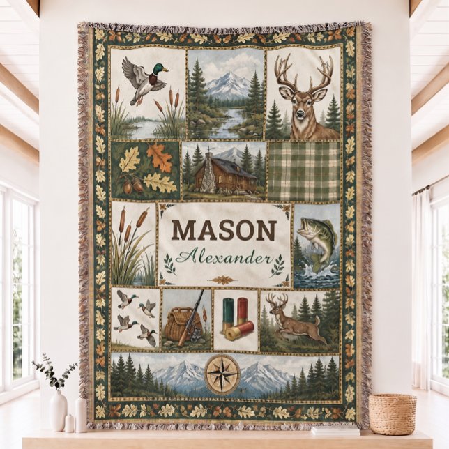 Jakt Fiske Quilt Vävd Kast Blanket  Filt (Skapare uppladdad)