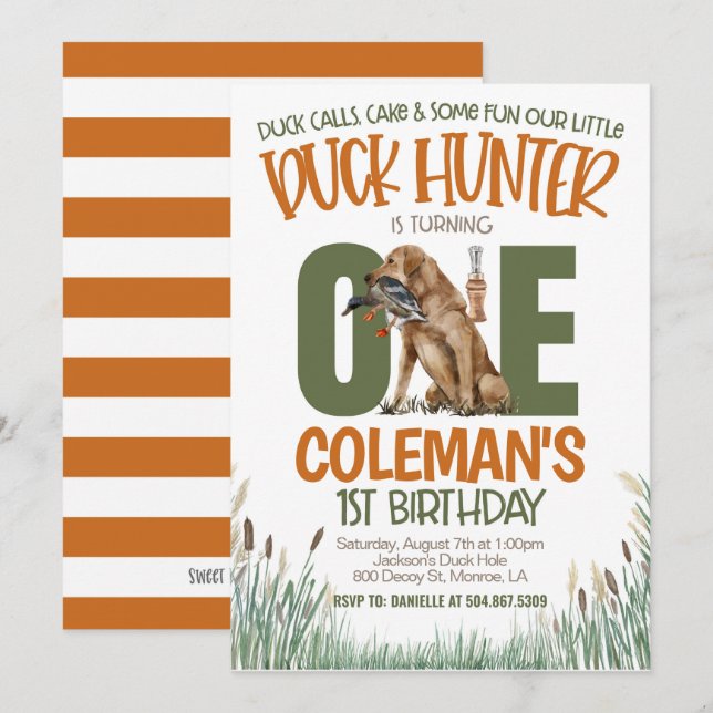 Jakt första födelsedag inbjudningar (Fram/baksida)