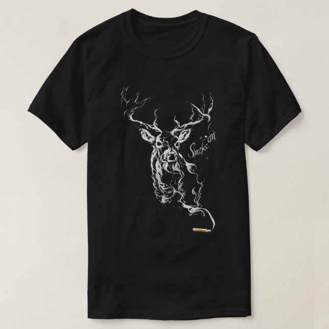 Jakt Hjort Rökpunkt Rökning em Hunt Hjort Rökning T Shirt (Design framsida)