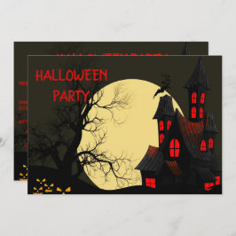 Jakt House Full Moon Halloween fest-inbjudan Inbjudningar
