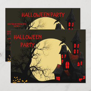 Jakt House Full Moon Halloween fest-inbjudan Inbjudningar