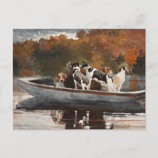 Jakt Hundar i Båt av Winslow Homer Vykort (Framsida)