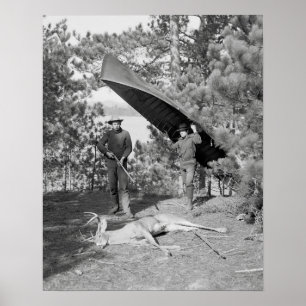 Jakt i Adirondack, 1902. Gammalt foto Poster