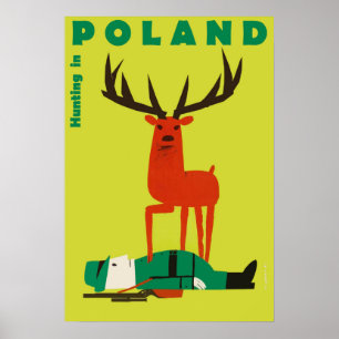 Jakt i Polen, vintage reseposter Poster