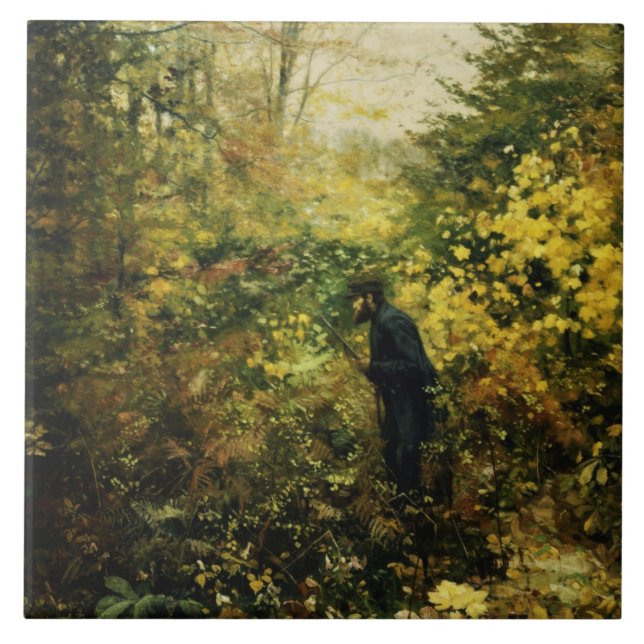 Jakt i skogen (av H.A. Brendekilde) Kakelplatta (Framsidan)