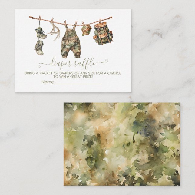 Jakt klädstreck Blöjlotteri kort (Fram/baksida)