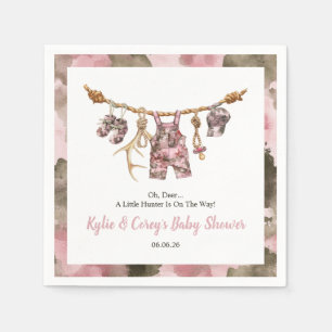 Jakt Klädstreck Rosa Kamouflage Flicka Baby Shower Pappersservett