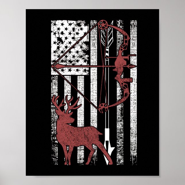 Jakt med amerikansk Flagga Bow Hunting Poster (Framsidan)