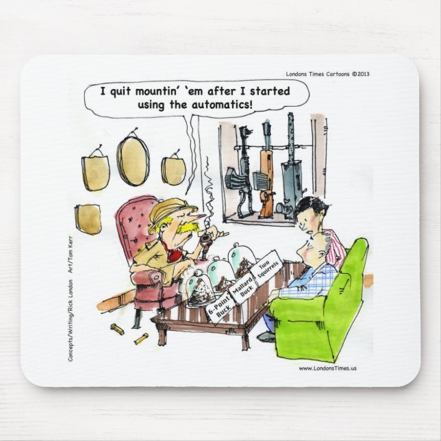 Jakt med automatiska presenter och teveapparater musmatta (Framsidan)