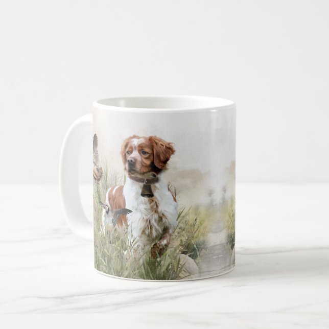 Jakt med Bretagne hund, Art Kaffemugg (Framsida vänster)