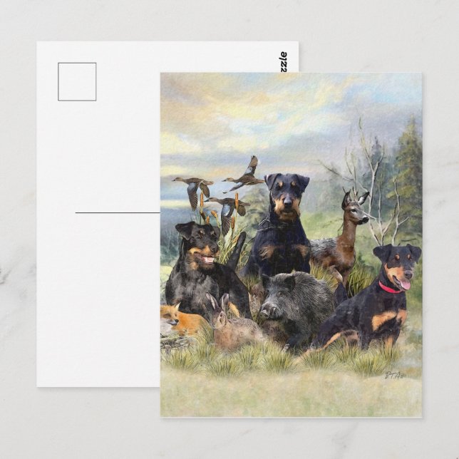 Jakt med Jagdskräckers , konst Vykort (Fram/baksida)