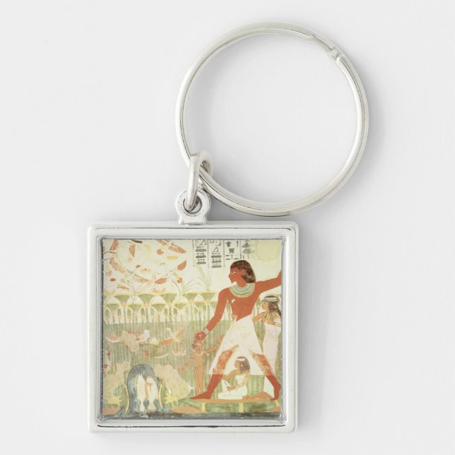 Jakt och fiske fyrkantig silverfärgad nyckelring (Framsidan)