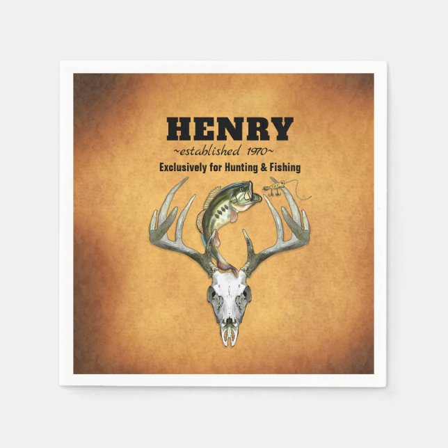 Jakt och fiske - högtidlig födelsedag pappersservett (Framsidan)