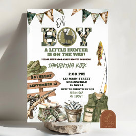 Jakt och fiske Kamouflage Baby Shower Inbjudningar
