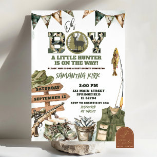 Jakt och fiske Kamouflage Baby Shower Inbjudningar
