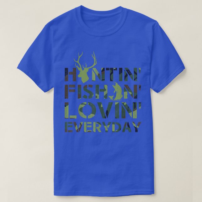 Jakt och fiske, levande daglig kamera t shirt (Design framsida)