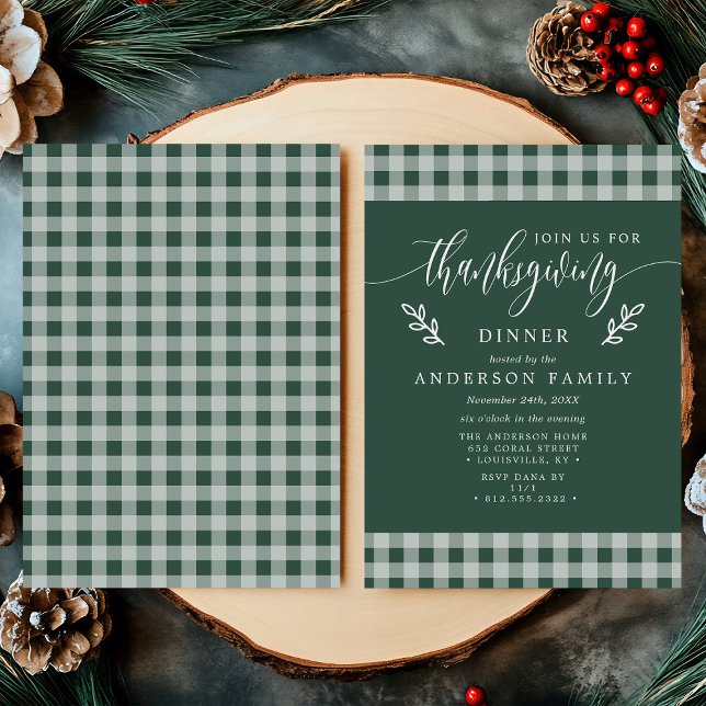 Jakt och vit buffelcheck Thanksgiving-middag Inbjudningar (Skapare uppladdad)