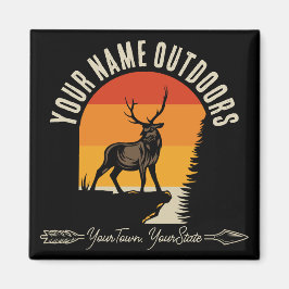 Jakt på ADD NAMN utomhus Hjort Elk Wilderness Camp Magnet