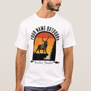 Jakt på ADD NAMN utomhus Hjort Elk Wilderness Camp T Shirt