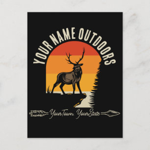 Jakt på ADD NAMN utomhus Hjort Elk Wilderness Camp Vykort