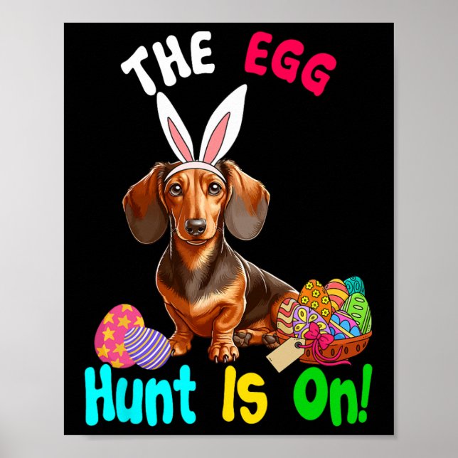 Jakt på ägg sker på Påsk-dagskorgen Dachshund Eggs Poster (Framsidan)