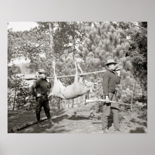 Jakt på hjort, 1902. Gammalt foto Poster