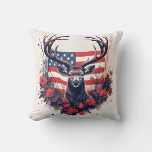 Jakt på hjort Amerikansk flagga USA Stolt jägare Kudde