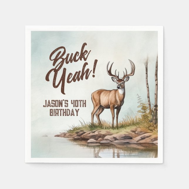 Jakt på hjort Buck Yeah 40-årsdag Pappersservett (Framsidan)