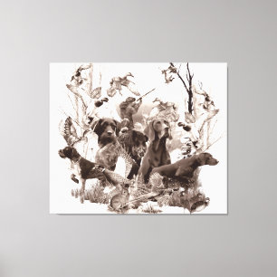 Jakt på hundar,Gun hundar,Jaktsäsong T-Shirt Thro Canvastryck
