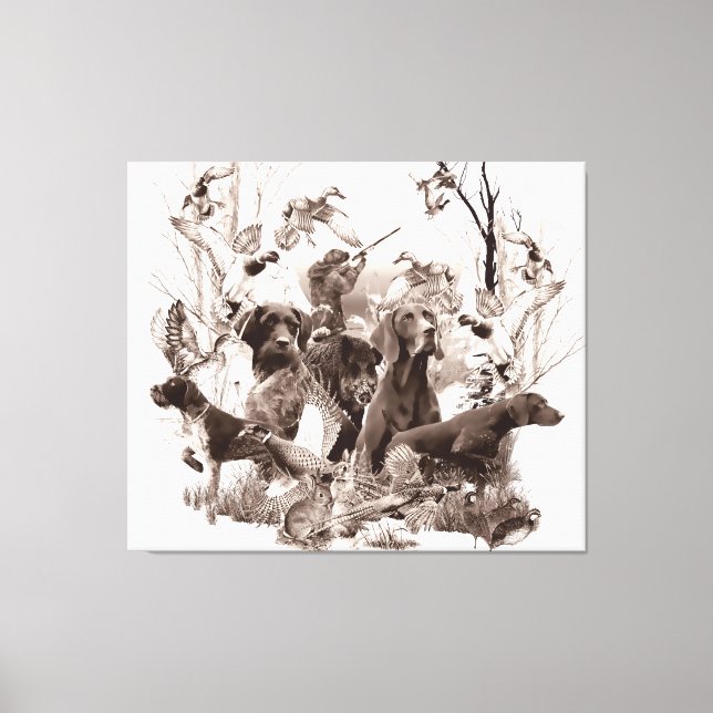 Jakt på hundar,Gun hundar,Jaktsäsong T-Shirt Thro Canvastryck (Framsida)
