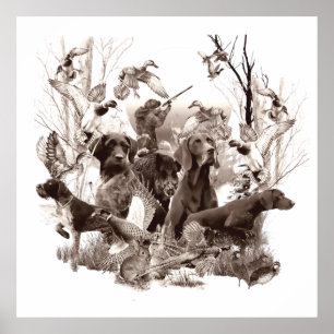 Jakt på hundar,Gun hundar,Jaktsäsong Trävägg Ar Poster