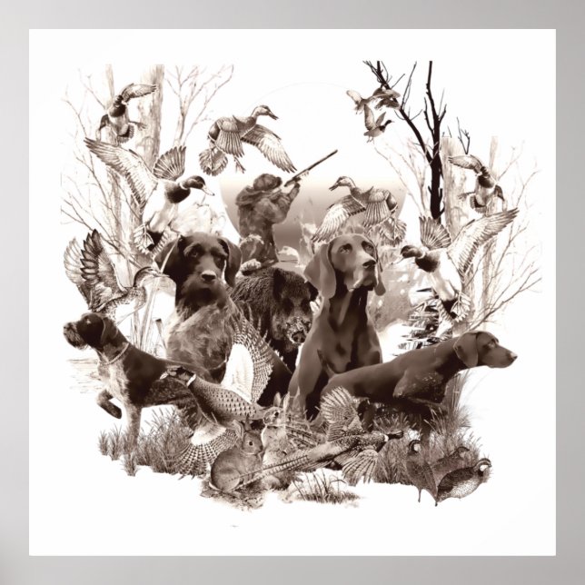 Jakt på hundar,Gun hundar,Jaktsäsong Trävägg Ar Poster (Framsidan)